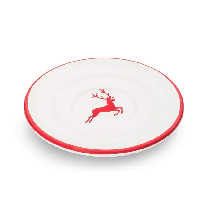 gmundner-keramik-unterteller-espresso-gourmet-11-cm-rubinroter-hirsch-handgemach image 1