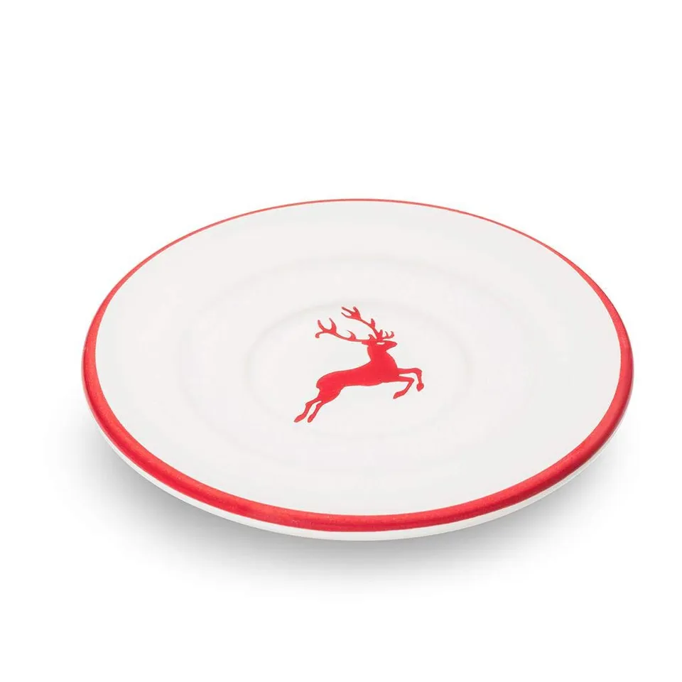 gmundner-keramik-unterteller-espresso-gourmet-11-cm-rubinroter-hirsch-handgemach image 1