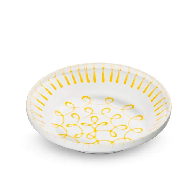 gmundner-keramik-reifsch-ssel-ohne-henkel-28-cm-gelbgeflammt-sch-ssel-handgemach image 1