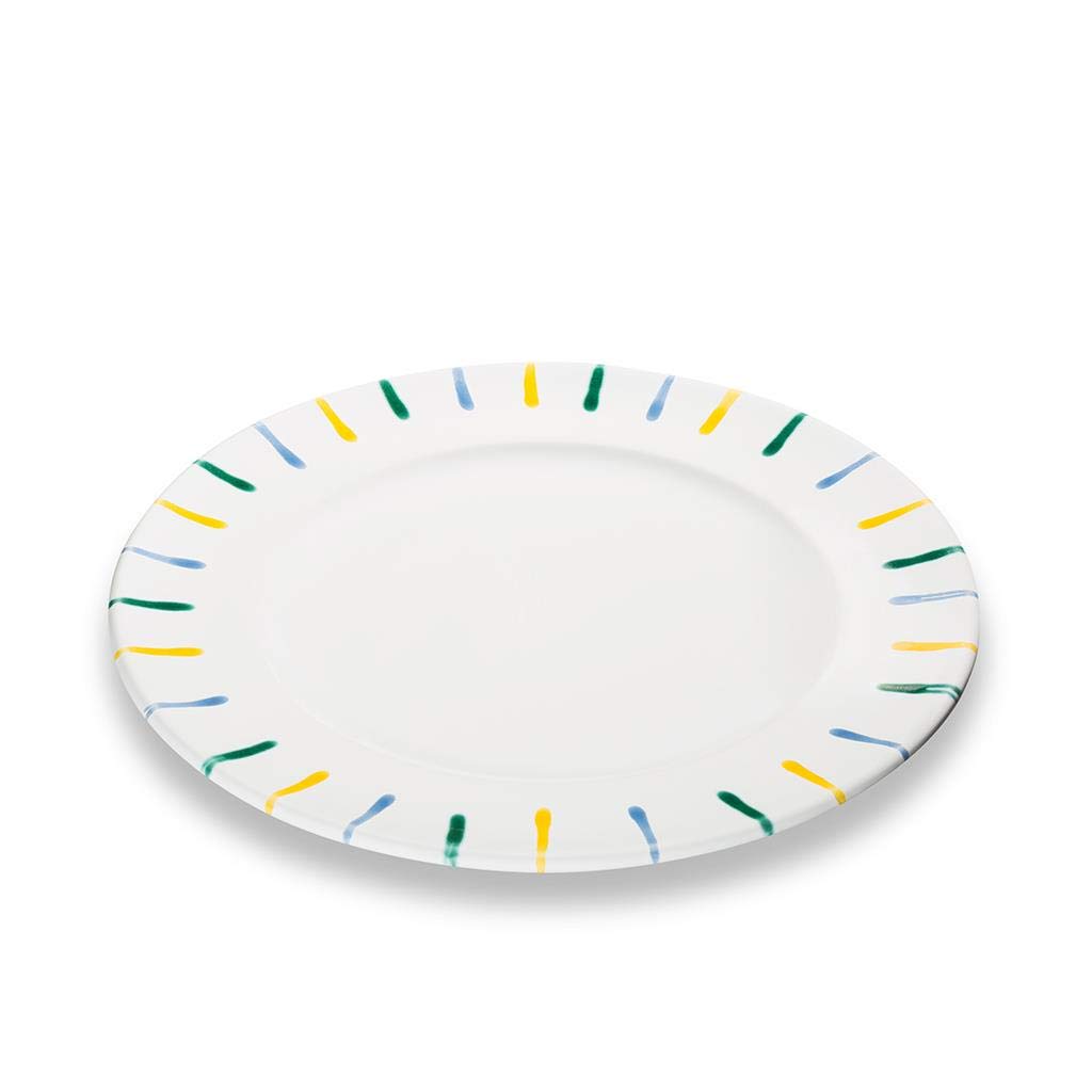 gmundner-keramik-speiseteller-gourmet-29-cm-buntgeflammt-handgemacht-in-sterreic image 1