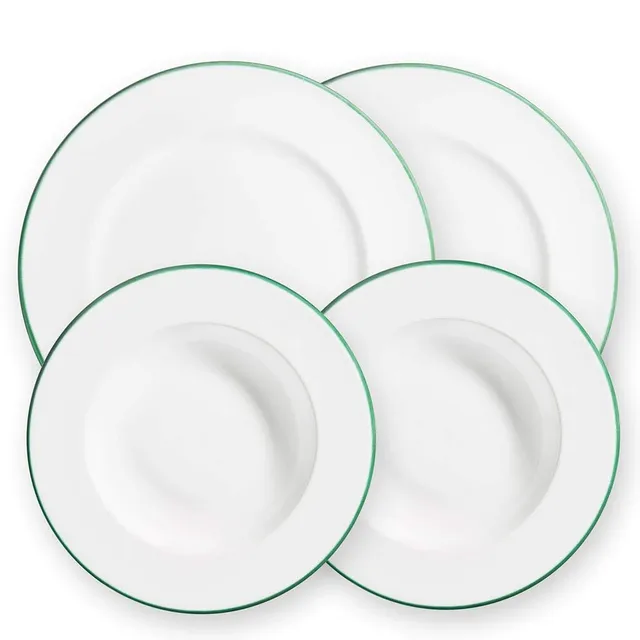 gmundner-keramik-dinner-for-two-gourmet-geschirrset-gr-ner-rand image 1