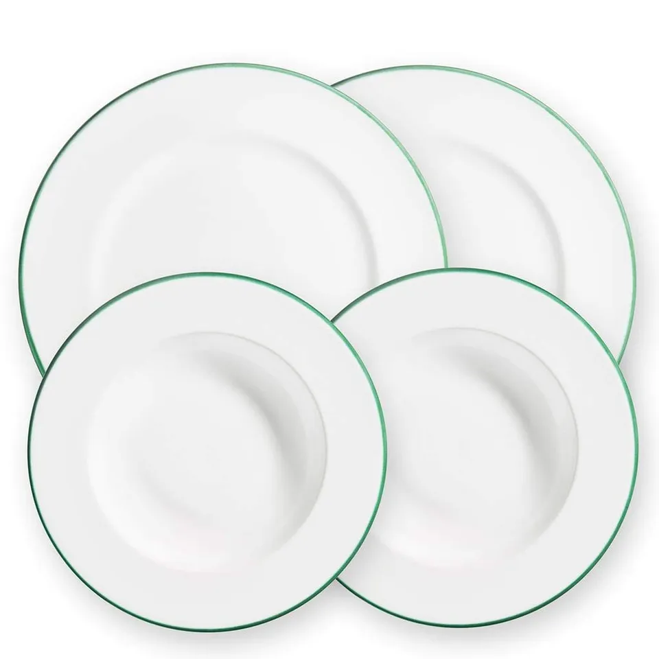 gmundner-keramik-dinner-for-two-gourmet-geschirrset-gr-ner-rand image 1