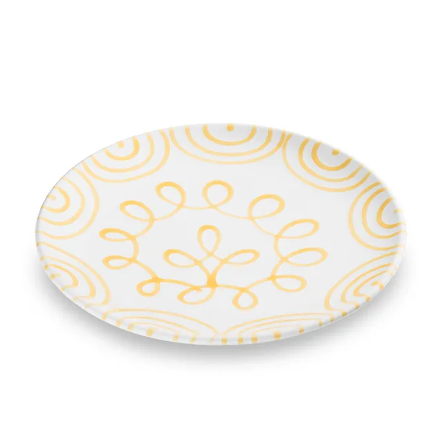 gmundner-keramik-speiseteller-25-cm-gelbgeflammt image 1