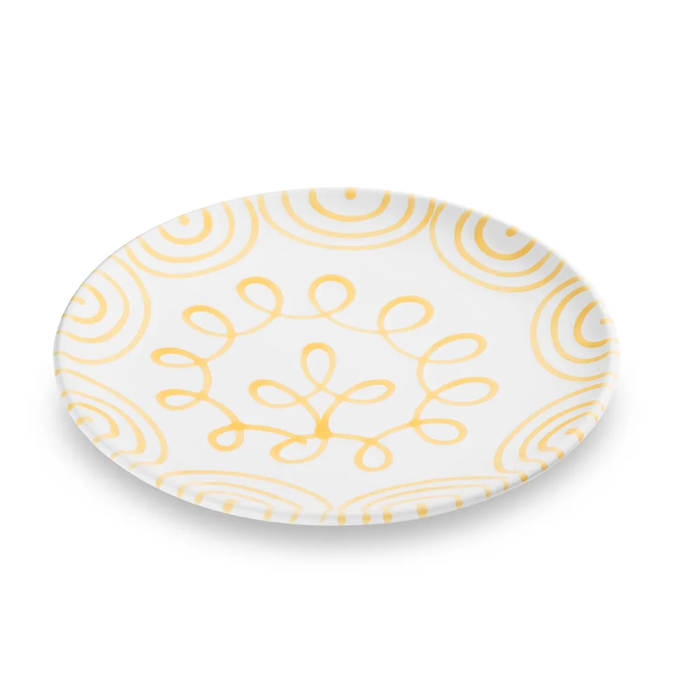 gmundner-keramik-speiseteller-25-cm-gelbgeflammt image 1
