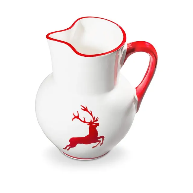 gmundner-keramik-krug-wiener-form-rubinroter-hirsch-1-5-liter-handgemacht-in-ste image 1