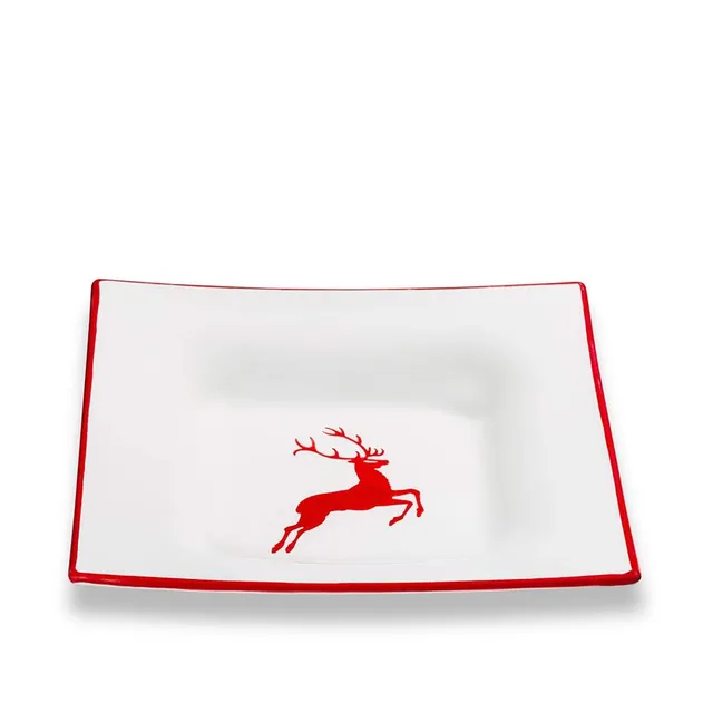 gmundner-keramik-suppenteller-20-cm-rubinroter-hirsch image 1