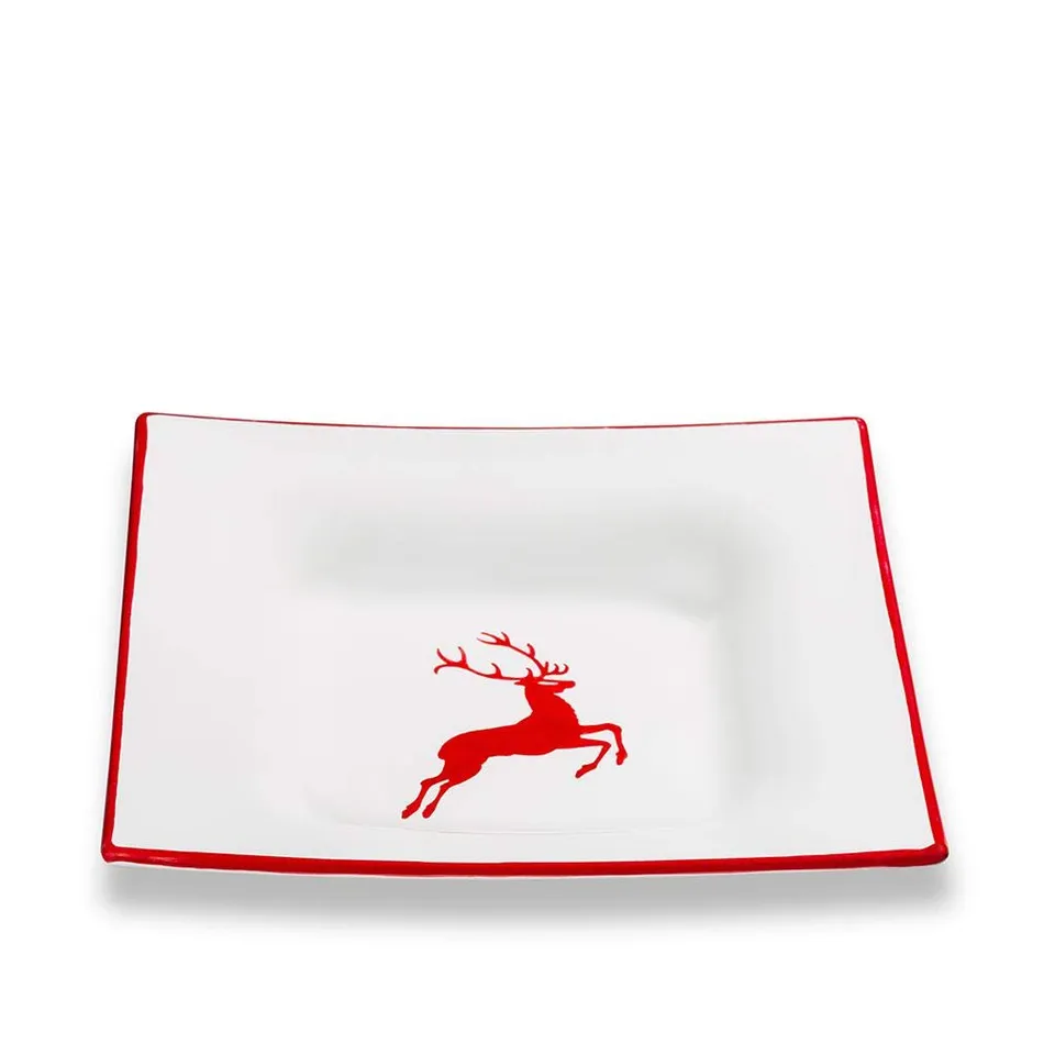 gmundner-keramik-suppenteller-20-cm-rubinroter-hirsch image 1