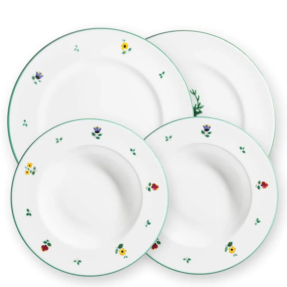 gmundner-keramik-dinner-geschirr-set-dinner-for-two-gourmet-streublumen-4-teilig image 1