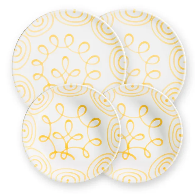 gmundner-keramik-geschirrset-dinner-f-r-2-cup-gelbgeflammt-handgemacht-in-sterre image 1