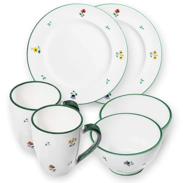 gmundner-keramik-h-ttenfr-hst-ck-gourmet-f-r-2-6-teiliges-geschirrset-dekor-stre image 1