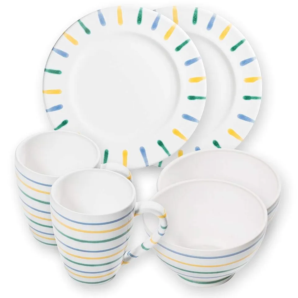 gmundner-keramik-h-ttenfr-hst-ck-gourmet-f-r-2-geschirrset-6-teilig-buntgeflammt image 1