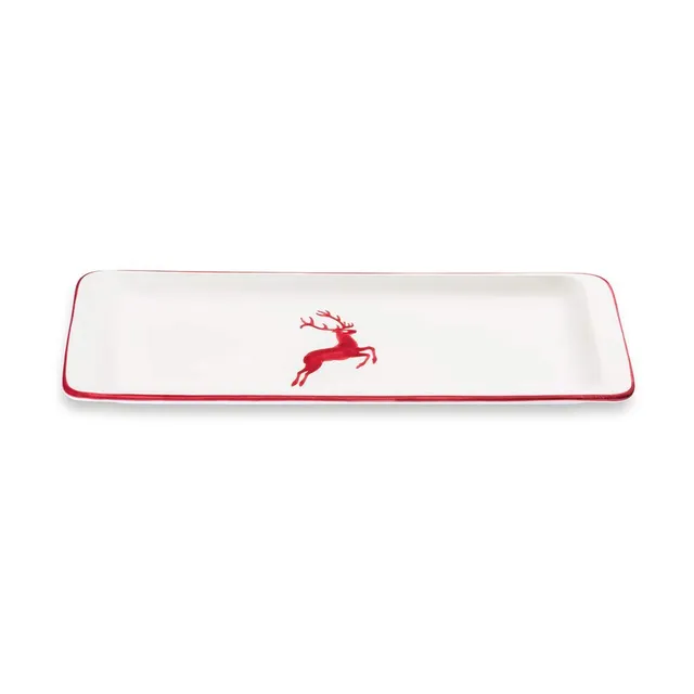 gmundner-keramik-stollenplatte-bordeauxroter-hirsch-42-x-16-cm image 1