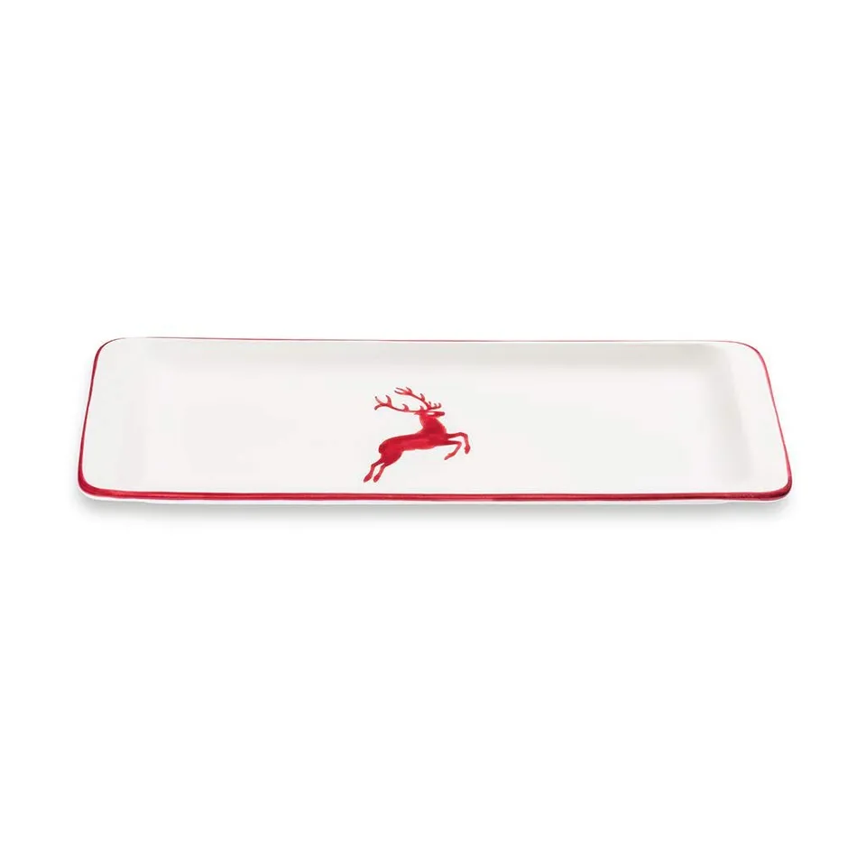 gmundner-keramik-stollenplatte-bordeauxroter-hirsch-42-x-16-cm image 1