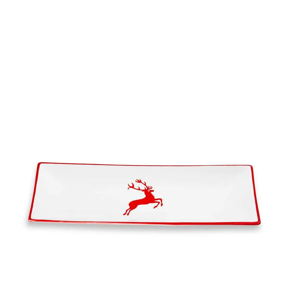gmundner-keramik-platte-rechteckig-rubinroter-hirsch-36-x-15-cm-handgemacht-in-s image 1
