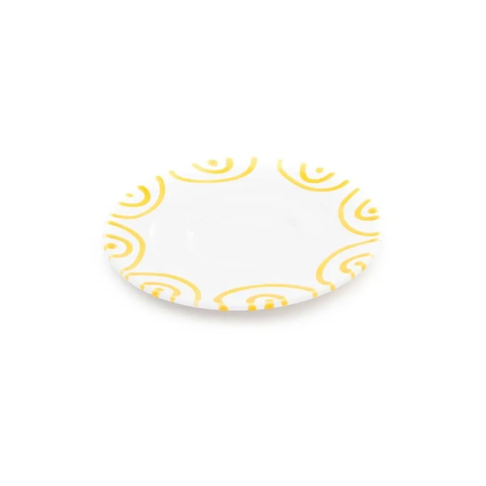 gmundner-keramik-unterteller-kaffee-gourmet-16-cm-gelbgeflammt image 1