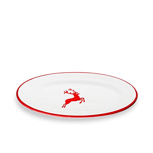 gmundner-keramik-platte-oval-fahne-rubinroter-hirsch-21-x-14-cm-handgemacht-in-s image 3