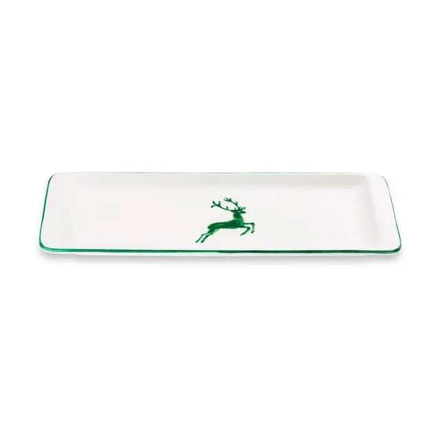 gmundner-keramik-stollenplatte-gr-ner-hirsch-42-x-16-cm image 1