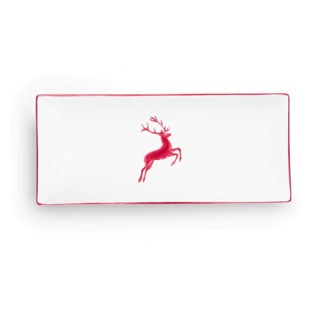 gmundner-keramik-platte-rechteckig-bordeauxroter-hirsch-36-x-15-cm-handgemacht-i image 2