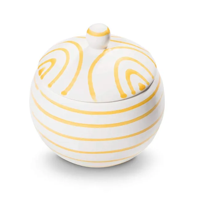 gmundner-keramik-zuckerdose-glatt-gelbgeflammt-10-cm-handgemacht-in-sterreich image 1