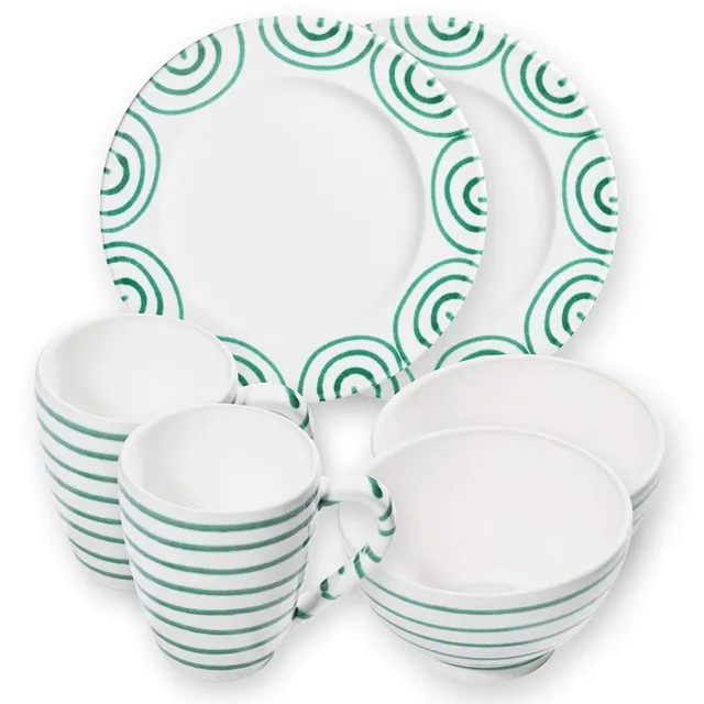 gmundner-keramik-hfcttenfrfchstfcck-gourmet-ffcr-2-set-6-teilig-grfcngeflammt image 1