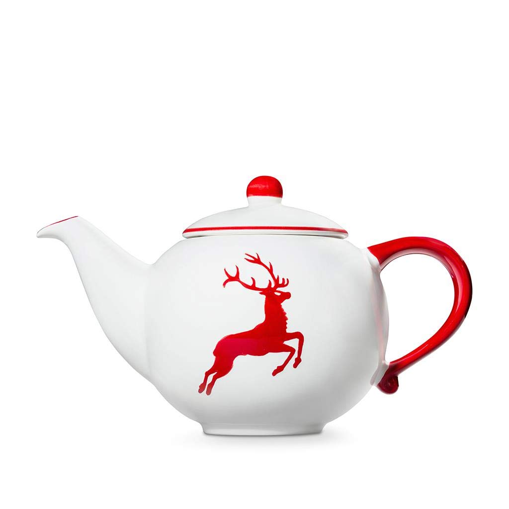 gmundner-keramik-teekanne-glatt-1-5-liter-rubinroter-hirsch image 2