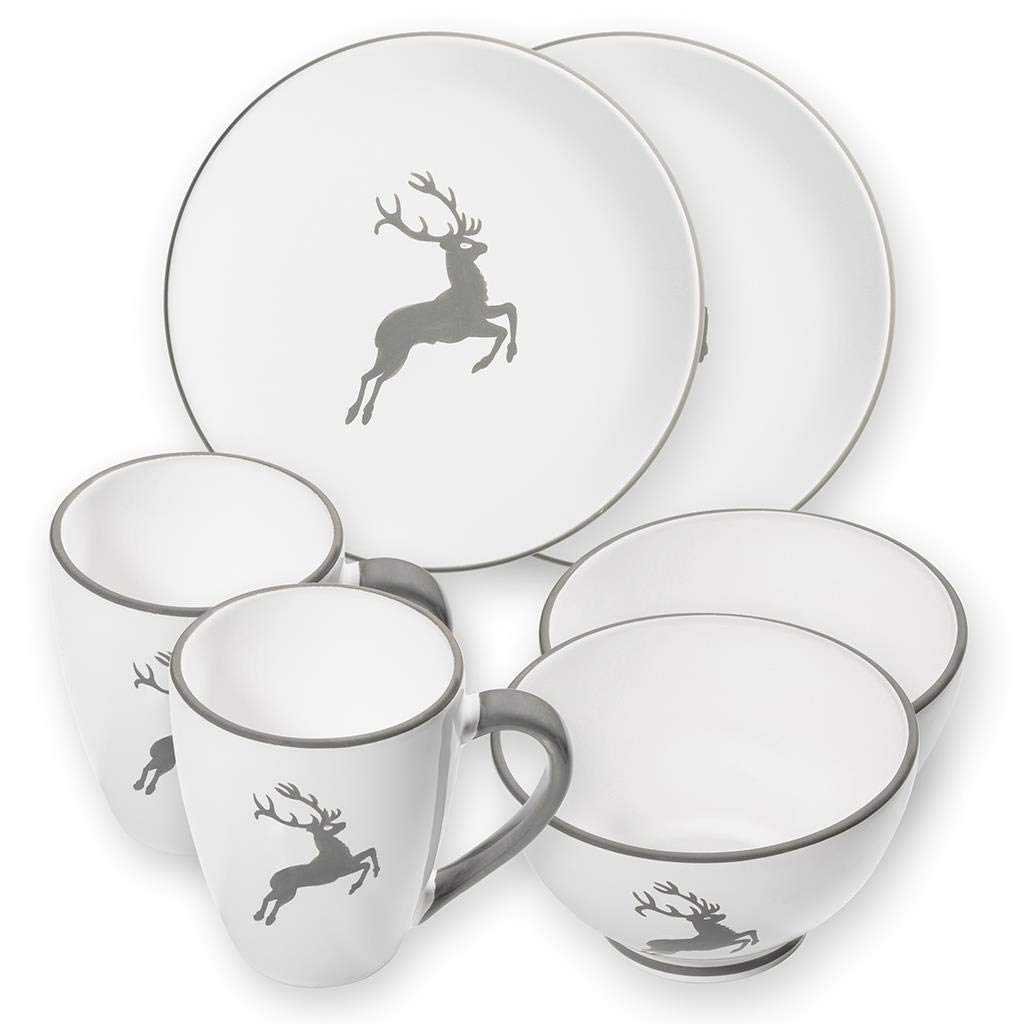 gmundner-keramik-grauer-hirsch-h-ttenfr-hst-ck-cup-f-r-2-geschirrset-6-teilig image 1