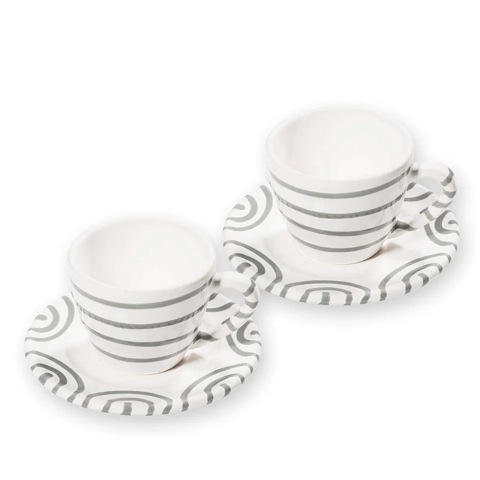 gmundner-keramik-espresso-f-r-2-gourmet-geschirrset-4-teilig-graugeflammt image 1