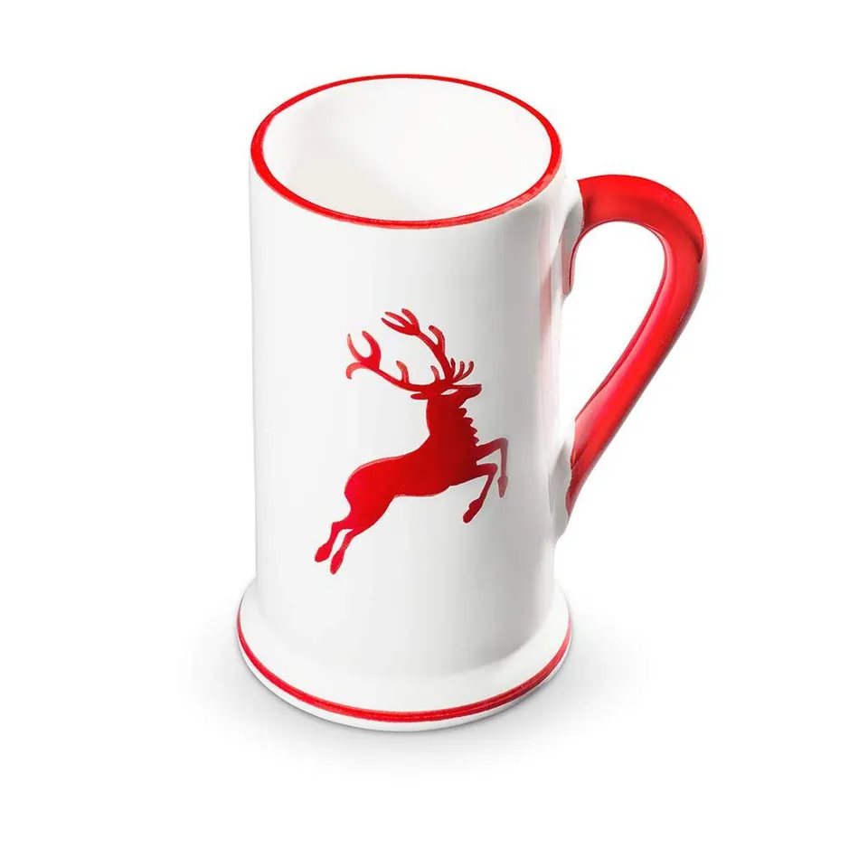 gmundner-keramik-bierkrug-0-3-liter-rubinroter-hirsch-handgemacht-in-sterreich image 1