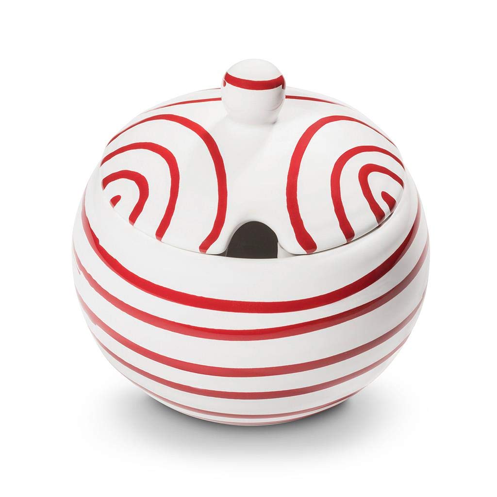 gmundner-keramik-rotgeflammt-zuckerdose-mit-ausschnitt-10-cm image 1