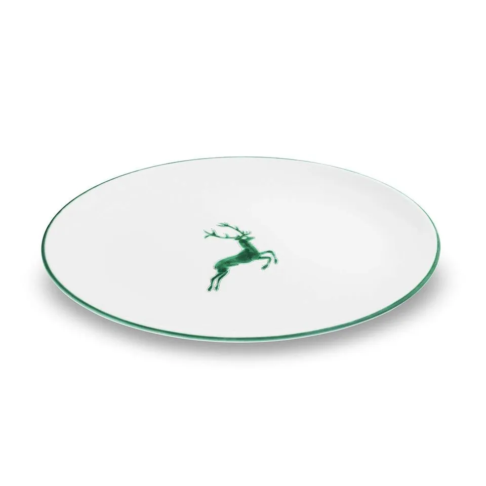 gmundner-keramik-platte-oval-gr-ner-hirsch-33-x-26-x-2-5-cm-handgemacht-in-sterr image 1