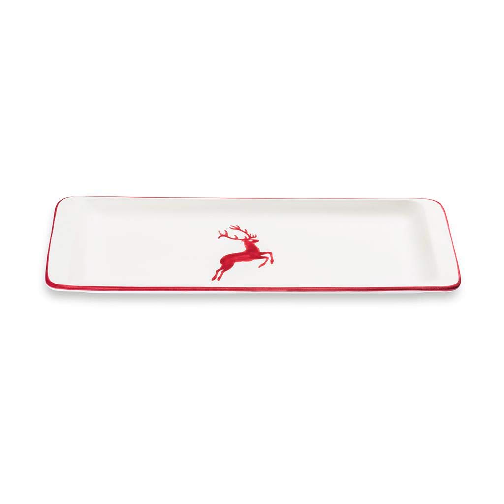 gmundner-keramik-stollenplatte-bordeauxroter-hirsch-42-x-16-cm image 1