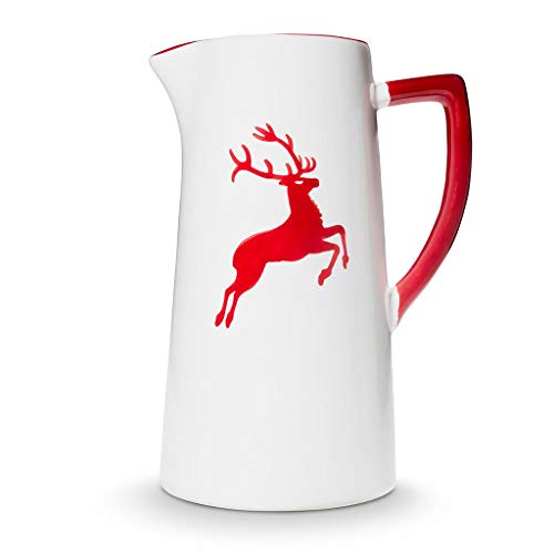 gmundner-keramik-wasserkrug-1-2-liter-rubinroter-hirsch-handgemacht-in-sterreich image 5