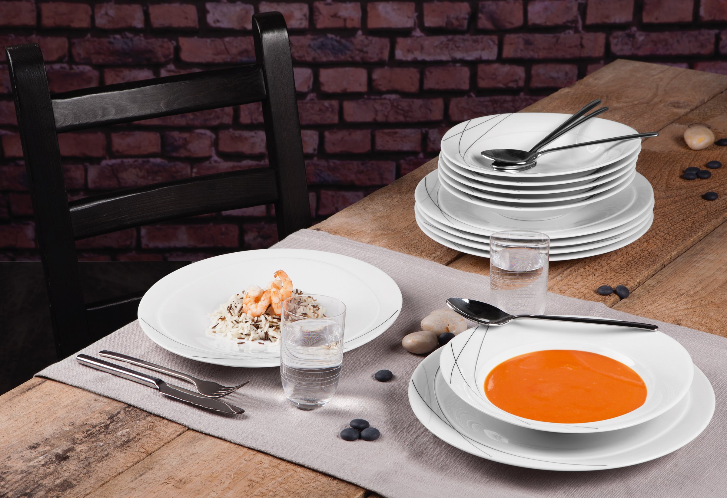 seltmann-weiden-trio-highline-tafelservice-12-teilig-6-speise-6-suppenteller-wei image 2