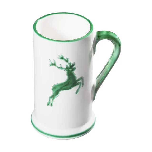 gmundner-keramik-bierkrug-0-3-liter-gr-ner-hirsch-seiterl-handgemacht-in-sterrei image 1