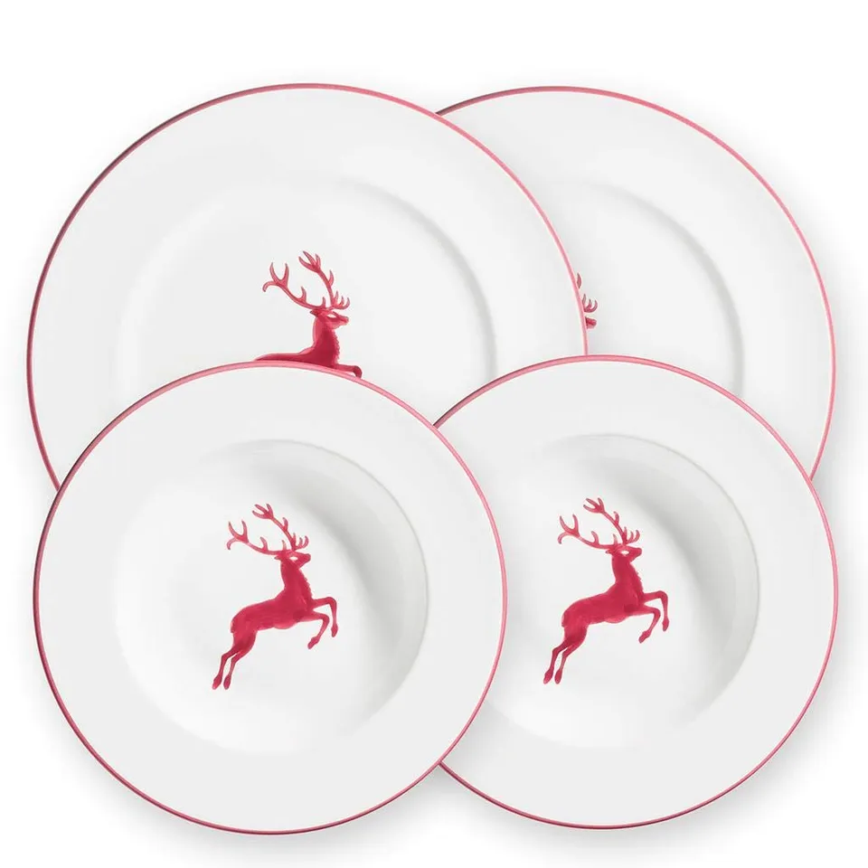 gmundner-keramik-dinner-for-two-gourmet-geschirrset-bordeauxroter-hirsch-4-teili image 1