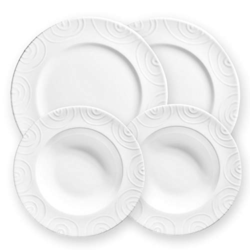 gmundner-keramik-dinner-for-two-gourmet-geschirrset-4-teilig-wei-geflammt image 2