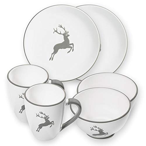 gmundner-keramik-grauer-hirsch-h-ttenfr-hst-ck-cup-f-r-2-geschirrset-6-teilig image 2