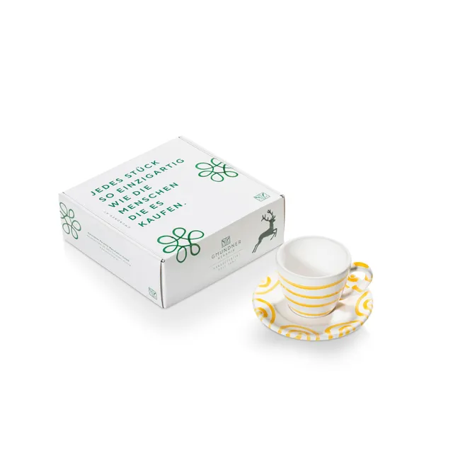gmundner-keramik-manufaktur-espresso-for-you-gourmet-set-gelbgeflammt-handgefert image 1