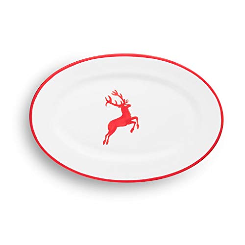 gmundner-keramik-platte-oval-fahne-rubinroter-hirsch-21-x-14-cm-handgemacht-in-s image 4