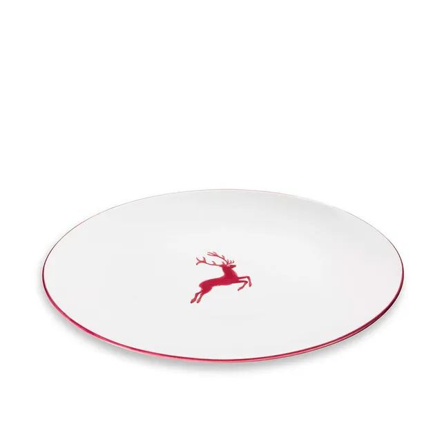 gmundner-keramik-manufaktur-0320pose38-platte-oval-38-x-31-cm-bordeauxroter-hirs image 1