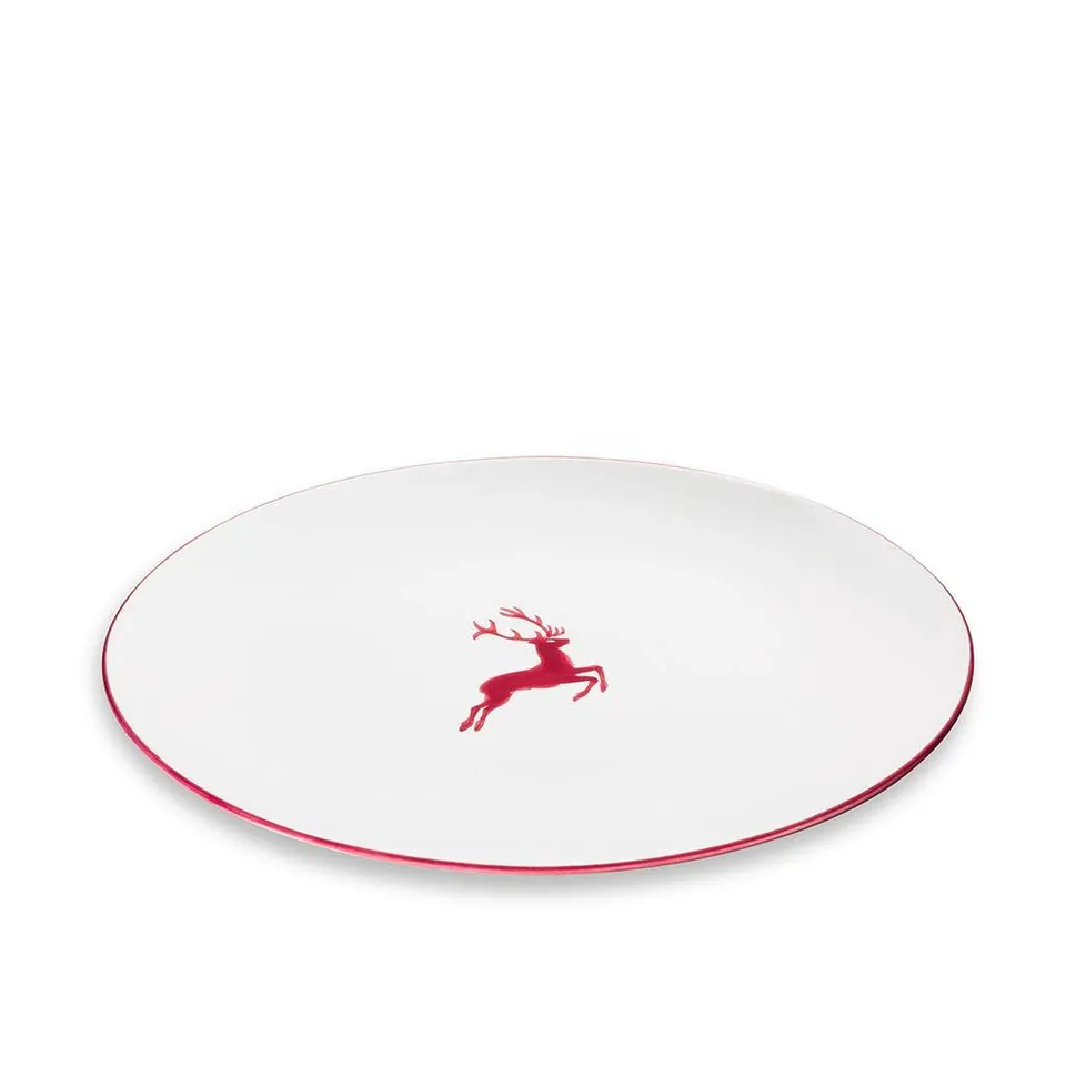 gmundner-keramik-manufaktur-0320pose38-platte-oval-38-x-31-cm-bordeauxroter-hirs image 1