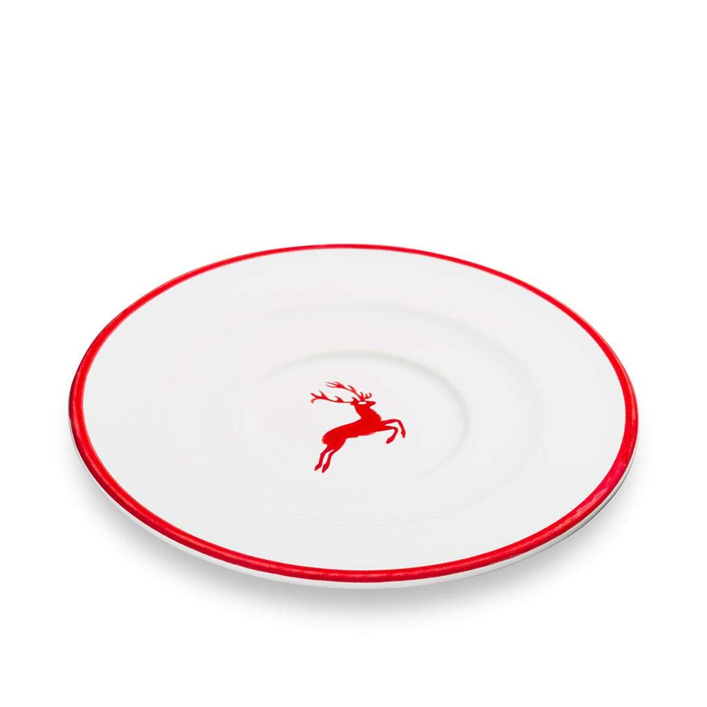 gmundner-keramik-rubinroter-hirsch-unterteller-cappuccino-gourmet-14-cm image 1