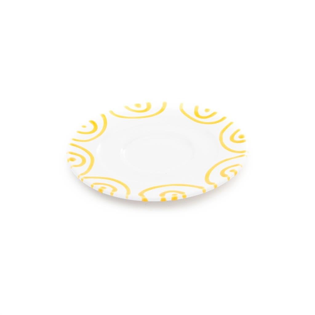 gmundner-keramik-unterteller-kaffee-gourmet-16-cm-gelbgeflammt image 1