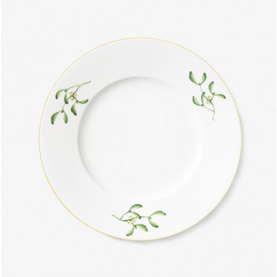 augarten-speiseteller-schubert-25-cm-weihnachtsdekor-mit-mistelzweigen-und-goldr image 1