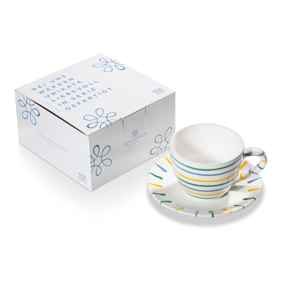 gmundner-keramik-buntgeflammt-teetasse-maxima-mit-unterteller-handgemacht-in-ste image 1